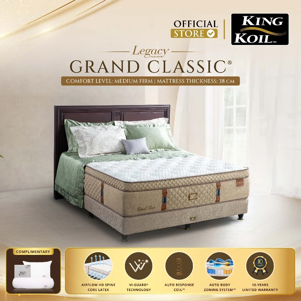 KING KOIL Grand Classic - Kasur Spring Bed [Full Set]